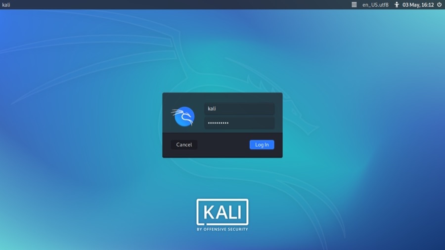 Kali Linux 2020.2: Новый экран входа в систему